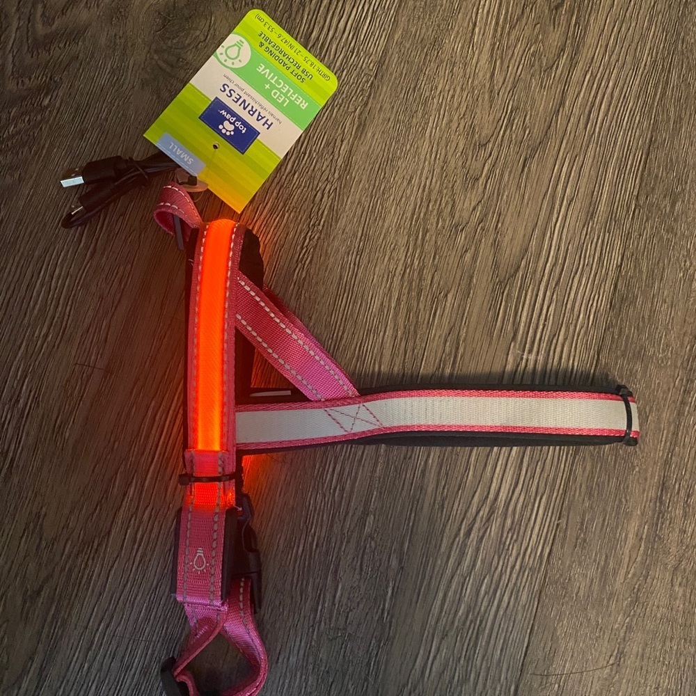 Top Paws Small Rechargeable LED reflective dog Harmess